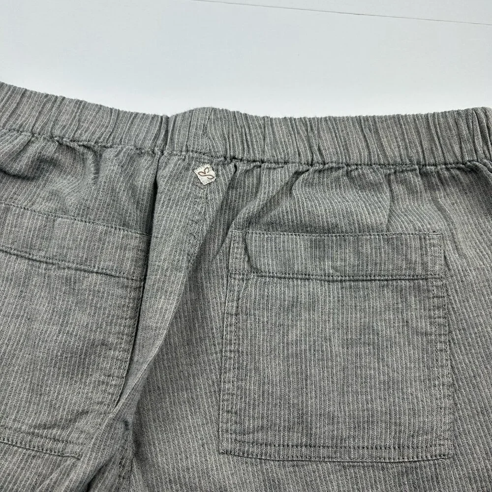 PRANA Breathe Pants Womens Xl Gray Ribbed Drawstring Cropped Outdoor Travel - Picture 11 of 13
